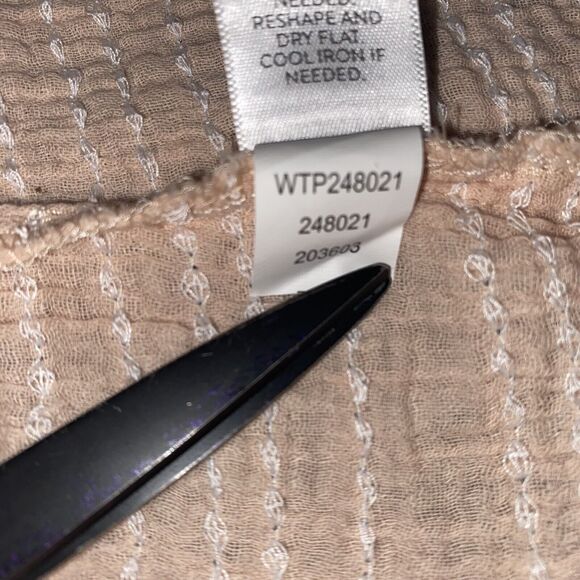 Pure Jill Cotton Short Sleeve Oversized Embroidered Blouse Size Large Peach - Picture 8 of 13